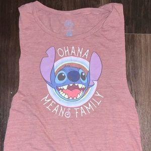Ohana means family cut off tank top: Flowy on bottom